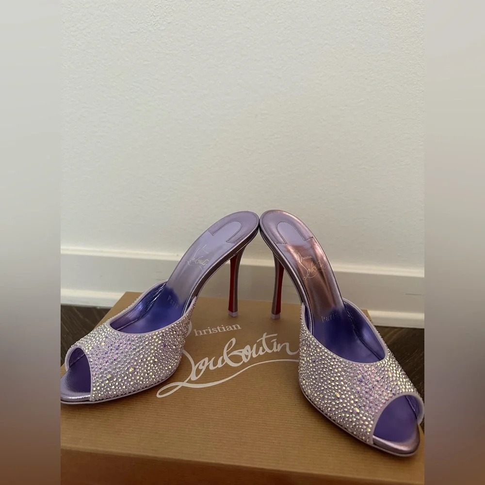 Christian Louboutin Me Dolly Strass Lilac Heels 100 mm - Picture 5 of 8